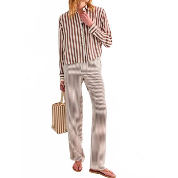 NEW KULE women's the silk fez pants in white/brown pants